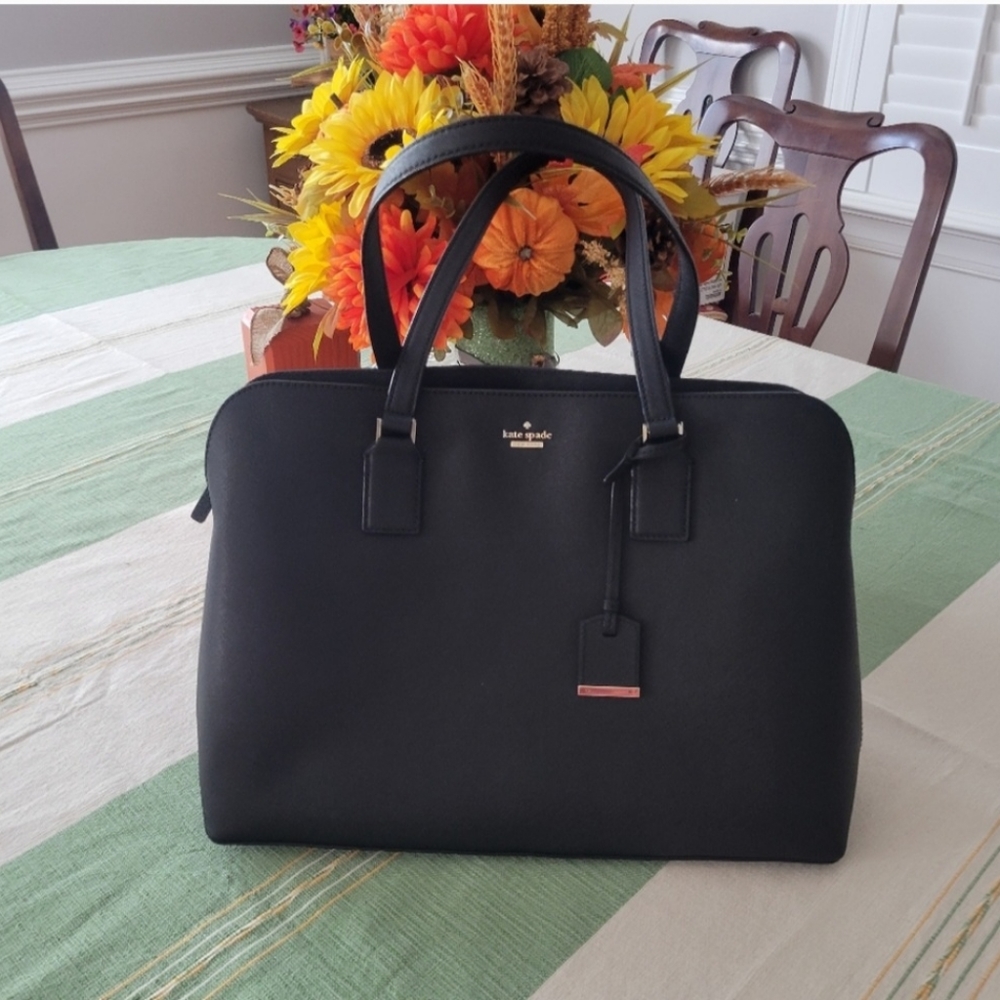 kate spade Black Saffiano Leather Laptop Satchel